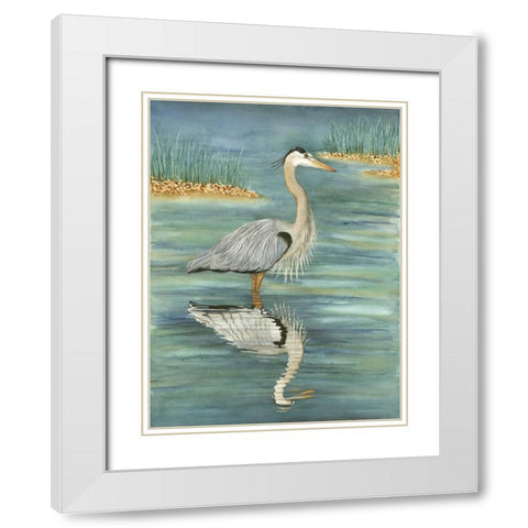 Blue White Modern Wood Framed Art Print with Double Matting by Reichow, Christine