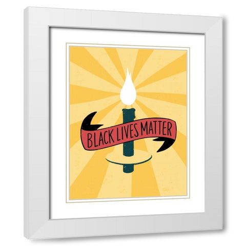 Black Lives Matter - Candle White Modern Wood Framed Art Print with Double Matting by Rasmussen, Emily