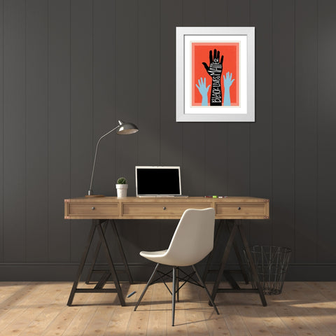 Black Lives Matter - Hands White Modern Wood Framed Art Print with Double Matting by Rasmussen, Emily