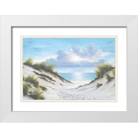 Sand and Sea White Modern Wood Framed Art Print with Double Matting by Romanello, Diane