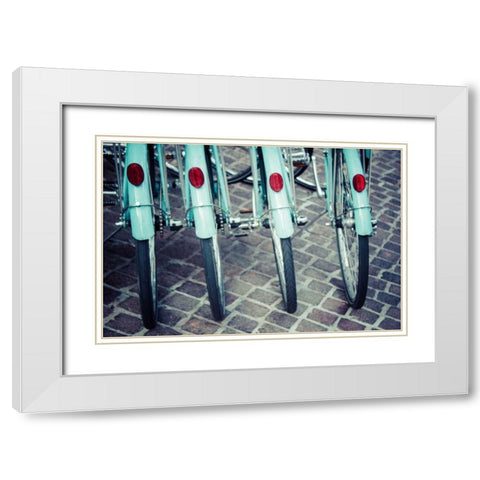 Bicycle Line Up 1 White Modern Wood Framed Art Print with Double Matting by Reiss, Jessica