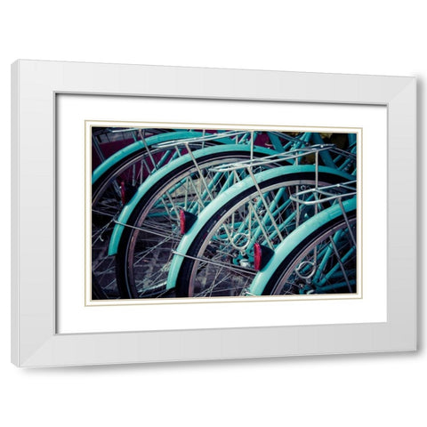 Bicycle Line Up 2 White Modern Wood Framed Art Print with Double Matting by Reiss, Jessica
