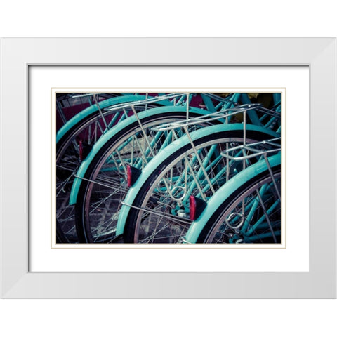 Bicycle Line Up 2 White Modern Wood Framed Art Print with Double Matting by Reiss, Jessica