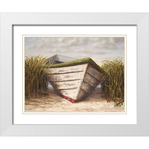 Gloucester Skiff White Modern Wood Framed Art Print with Double Matting by Soderlund, Karl