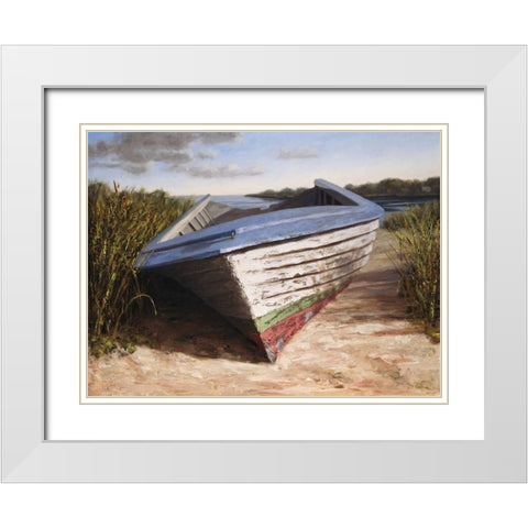 Montauk Skiff White Modern Wood Framed Art Print with Double Matting by Soderlund, Karl
