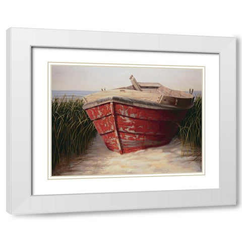 Red Boat White Modern Wood Framed Art Print with Double Matting by Soderlund, Karl