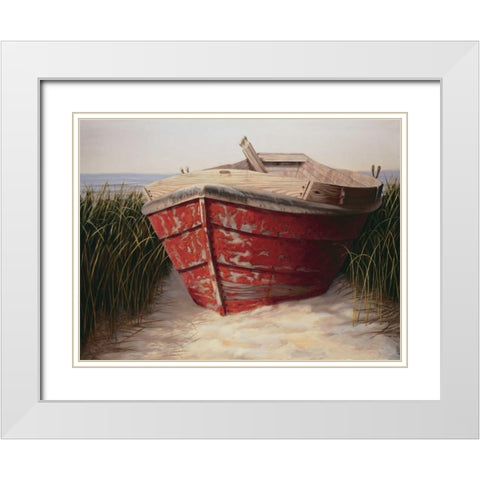 Red Boat White Modern Wood Framed Art Print with Double Matting by Soderlund, Karl