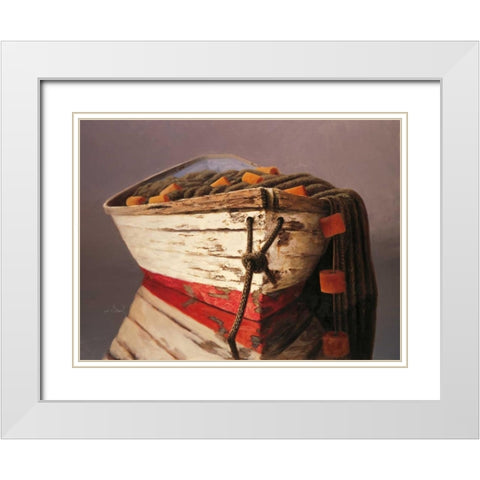 Swampscott Dory White Modern Wood Framed Art Print with Double Matting by Soderlund, Karl
