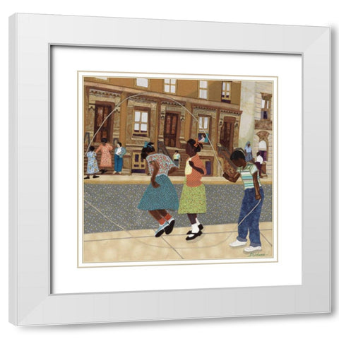 Double Dutch White Modern Wood Framed Art Print with Double Matting by Stephens, Phyllis