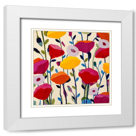 Bursting Poppies White Modern Wood Framed Art Print with Double Matting by Schmitt, Carrie