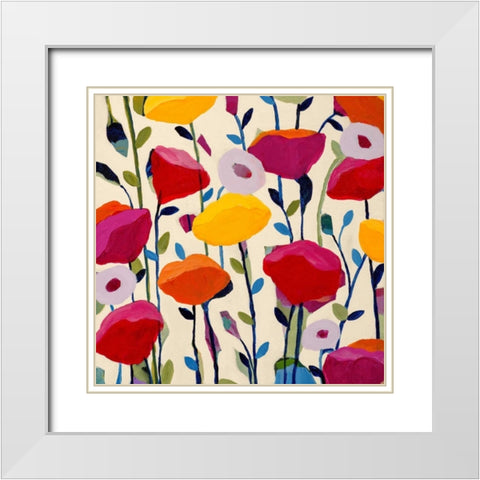 Bursting Poppies White Modern Wood Framed Art Print with Double Matting by Schmitt, Carrie