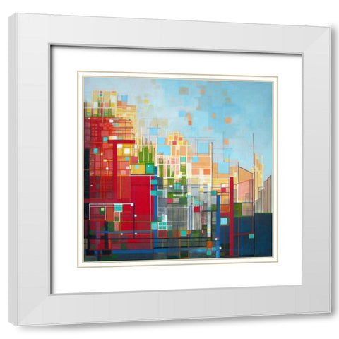 Neighborhood 8 Meridian White Modern Wood Framed Art Print with Double Matting by Shannon, Carol Joy