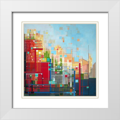 Neighborhood 8 Meridian White Modern Wood Framed Art Print with Double Matting by Shannon, Carol Joy