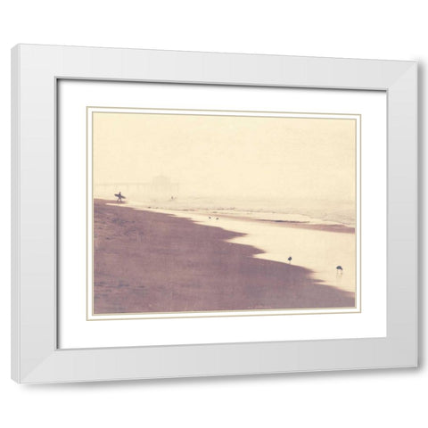 October Swim White Modern Wood Framed Art Print with Double Matting by Soffia, Myan