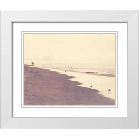 October Swim White Modern Wood Framed Art Print with Double Matting by Soffia, Myan