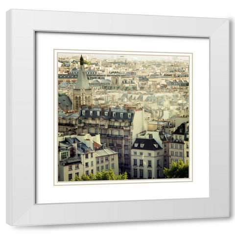 Paris Calling White Modern Wood Framed Art Print with Double Matting by Suchocki, Irene