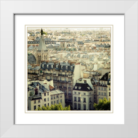Paris Calling White Modern Wood Framed Art Print with Double Matting by Suchocki, Irene