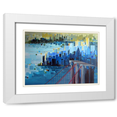 Start Spreading the News White Modern Wood Framed Art Print with Double Matting by Shannon, Carol Joy