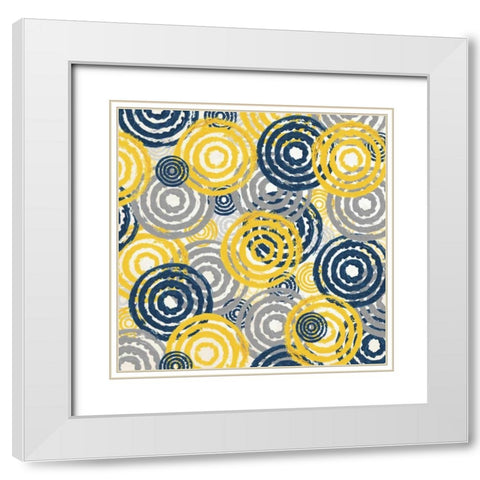 New Circles 1 White Modern Wood Framed Art Print with Double Matting by Soave, Alicia