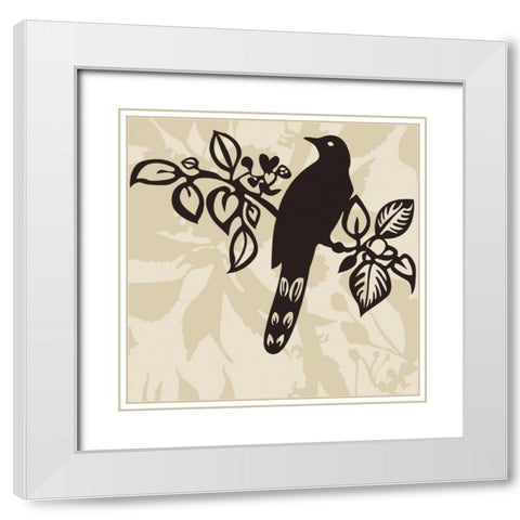 Song Bird 1 White Modern Wood Framed Art Print with Double Matting by Svane, Jette