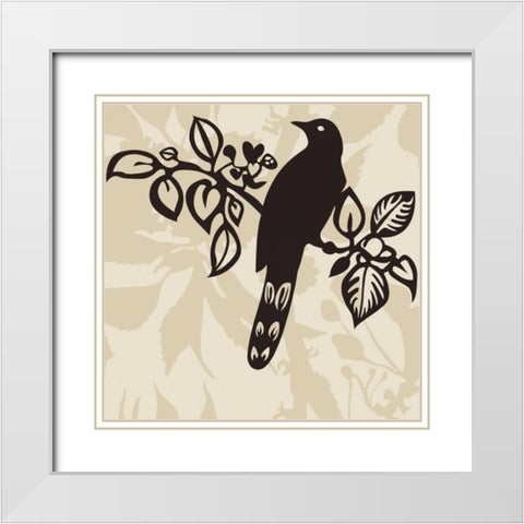 Song Bird 1 White Modern Wood Framed Art Print with Double Matting by Svane, Jette