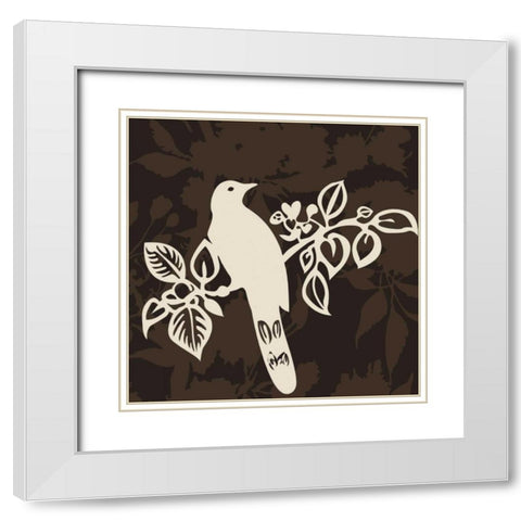 Song Bird 2 White Modern Wood Framed Art Print with Double Matting by Svane, Jette
