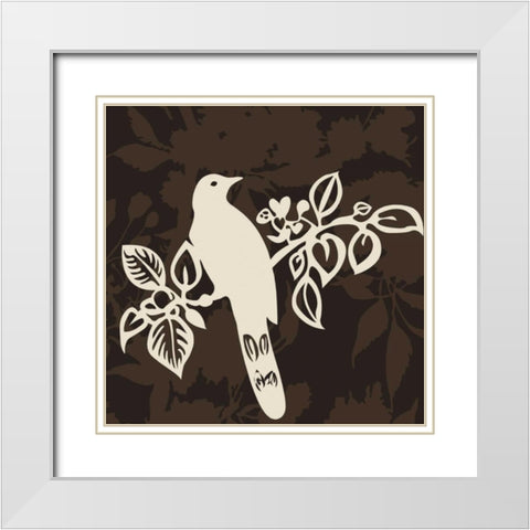 Song Bird 2 White Modern Wood Framed Art Print with Double Matting by Svane, Jette