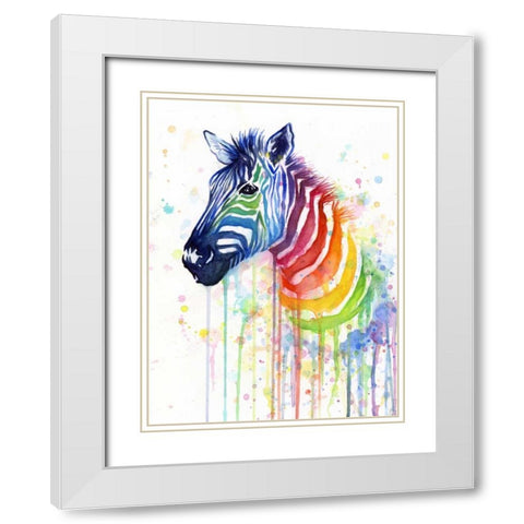 Rainbow Zebra White Modern Wood Framed Art Print with Double Matting by Shvartsur, Olga