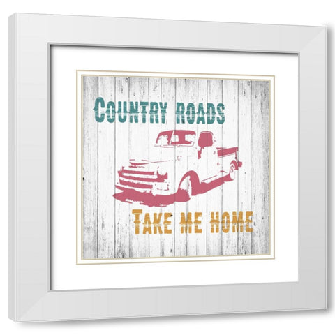 Country Roads White Modern Wood Framed Art Print with Double Matting by Soave, Alicia