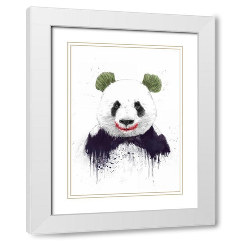 Joker Face White Modern Wood Framed Art Print with Double Matting by Solti, Balazs