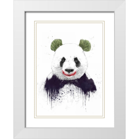 Joker Face White Modern Wood Framed Art Print with Double Matting by Solti, Balazs