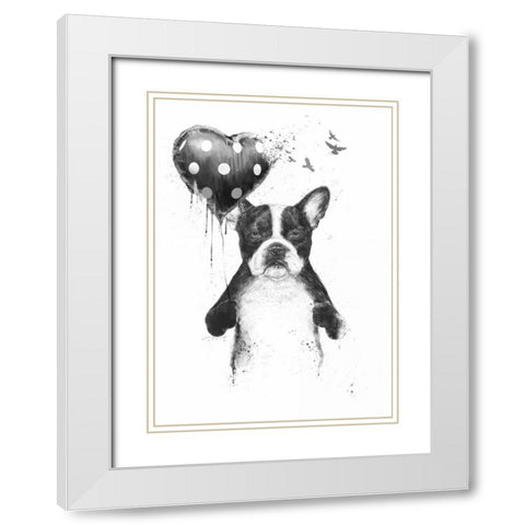 My Heart Goes Boom White Modern Wood Framed Art Print with Double Matting by Solti, Balazs