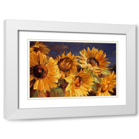 Sunflower White Modern Wood Framed Art Print with Double Matting by Styles, Emma