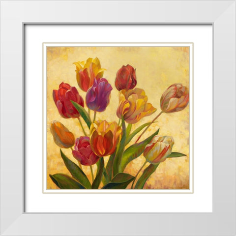 Tulip Bouquet White Modern Wood Framed Art Print with Double Matting by Styles, Emma