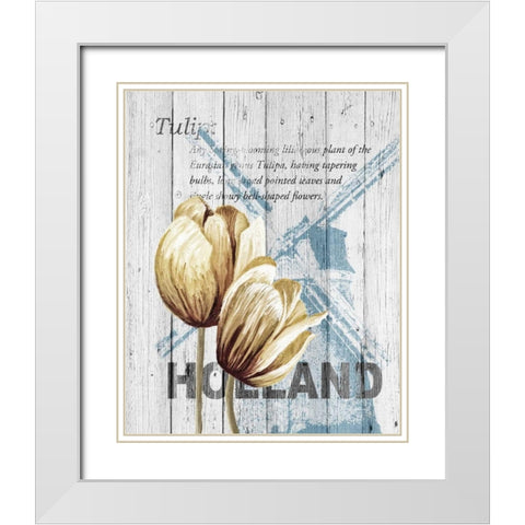 Holland Tulips White Modern Wood Framed Art Print with Double Matting by Soave, Alicia