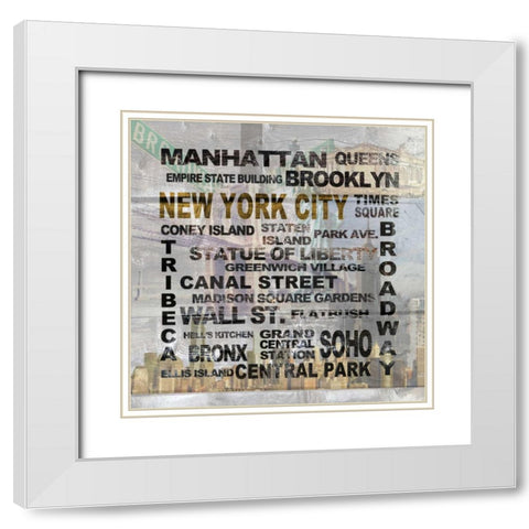 New York City White Modern Wood Framed Art Print with Double Matting by Soave, Alicia