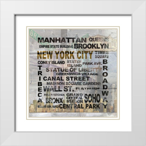 New York City White Modern Wood Framed Art Print with Double Matting by Soave, Alicia