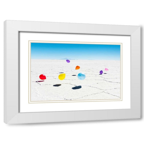 Balloons Three, Salar de Uyuni, Bolivia White Modern Wood Framed Art Print with Double Matting by Silver, Richard