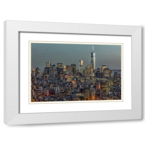 Downtown Skyline 12 White Modern Wood Framed Art Print with Double Matting by Silver, Richard