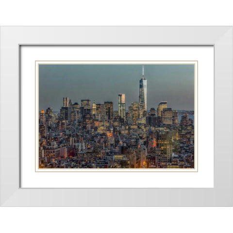 Downtown Skyline 12 White Modern Wood Framed Art Print with Double Matting by Silver, Richard