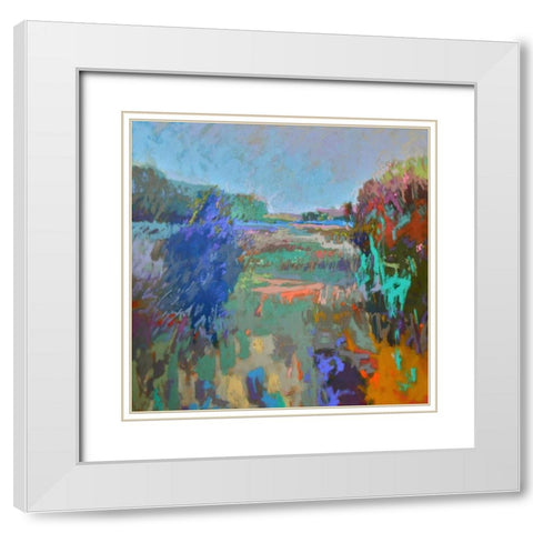 Color Field 45 White Modern Wood Framed Art Print with Double Matting by Schmidt, Jane