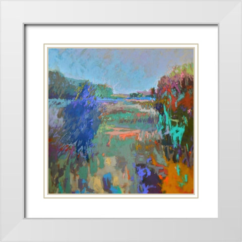 Color Field 45 White Modern Wood Framed Art Print with Double Matting by Schmidt, Jane