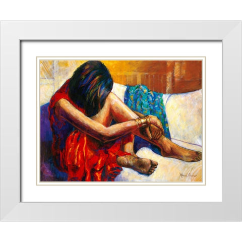 Repose White Modern Wood Framed Art Print with Double Matting by Stewart, Monica