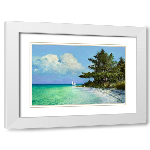 Cayo Costa Beach White Modern Wood Framed Art Print with Double Matting by Sullivan, Kent