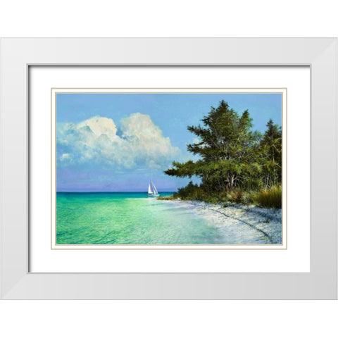 Cayo Costa Beach White Modern Wood Framed Art Print with Double Matting by Sullivan, Kent