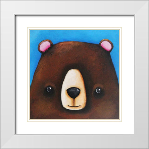 The Black Bear White Modern Wood Framed Art Print with Double Matting by Stewart, Lucia
