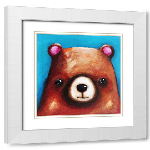 The Brown Bear White Modern Wood Framed Art Print with Double Matting by Stewart, Lucia