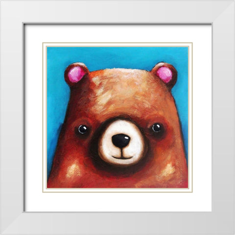 The Brown Bear White Modern Wood Framed Art Print with Double Matting by Stewart, Lucia