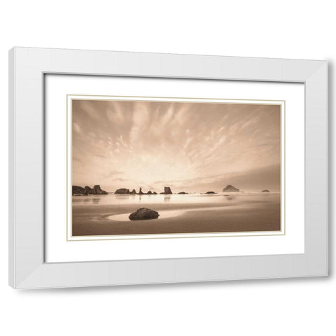 Morning on the Beach White Modern Wood Framed Art Print with Double Matting by Svibilsky, Igor
