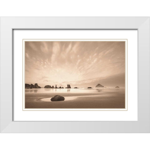Morning on the Beach White Modern Wood Framed Art Print with Double Matting by Svibilsky, Igor